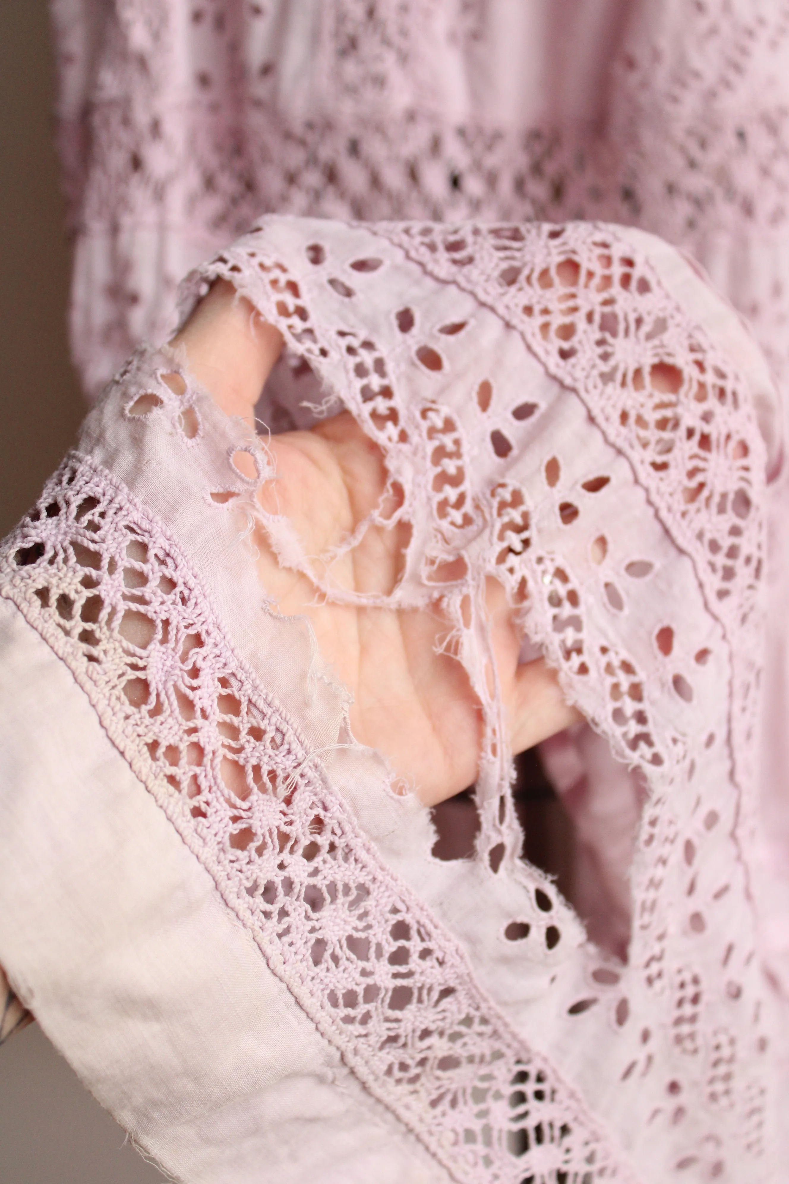 Antique 1900s Edwardian Lavender Cotton Dress