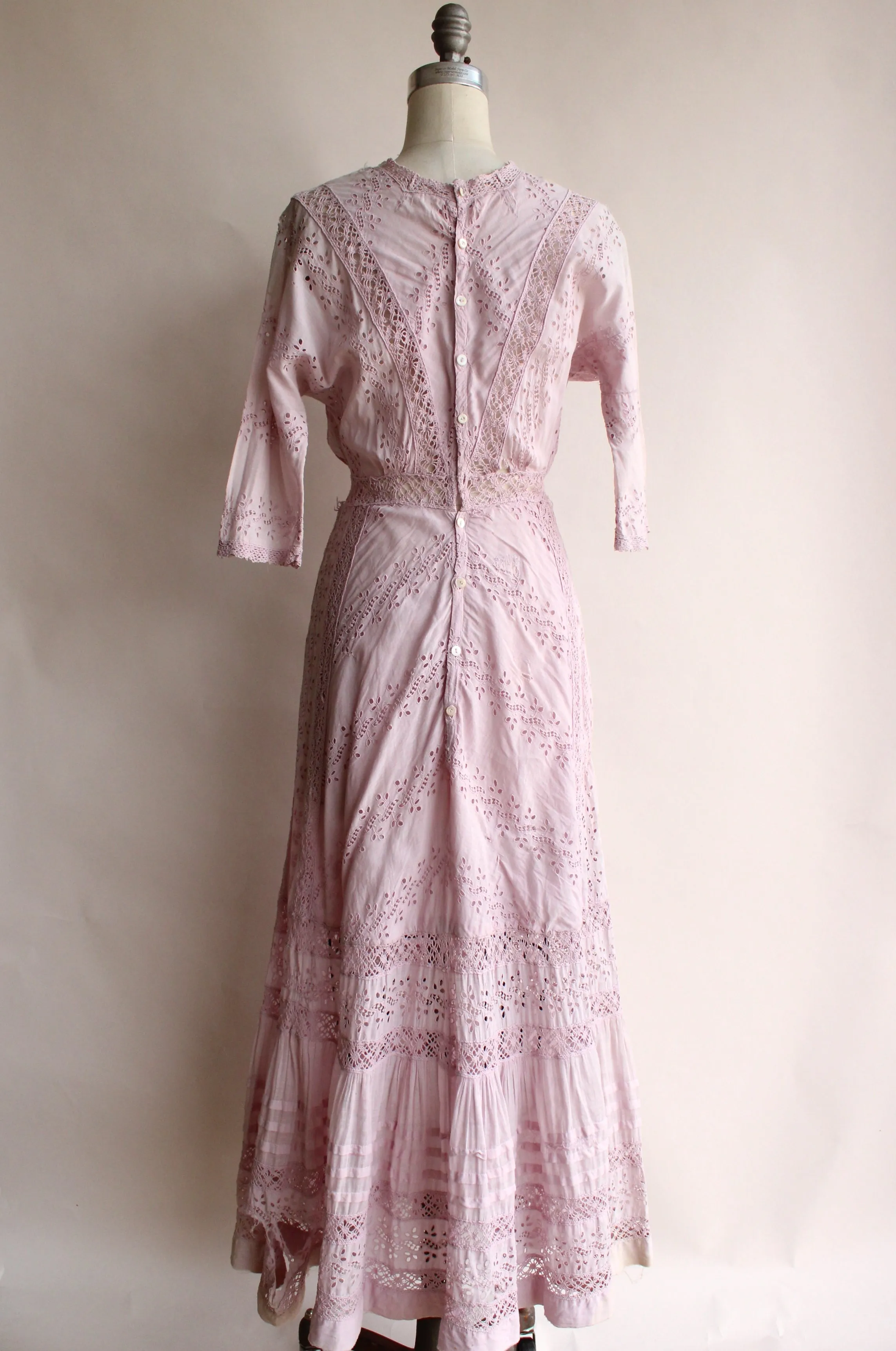 Antique 1900s Edwardian Lavender Cotton Dress