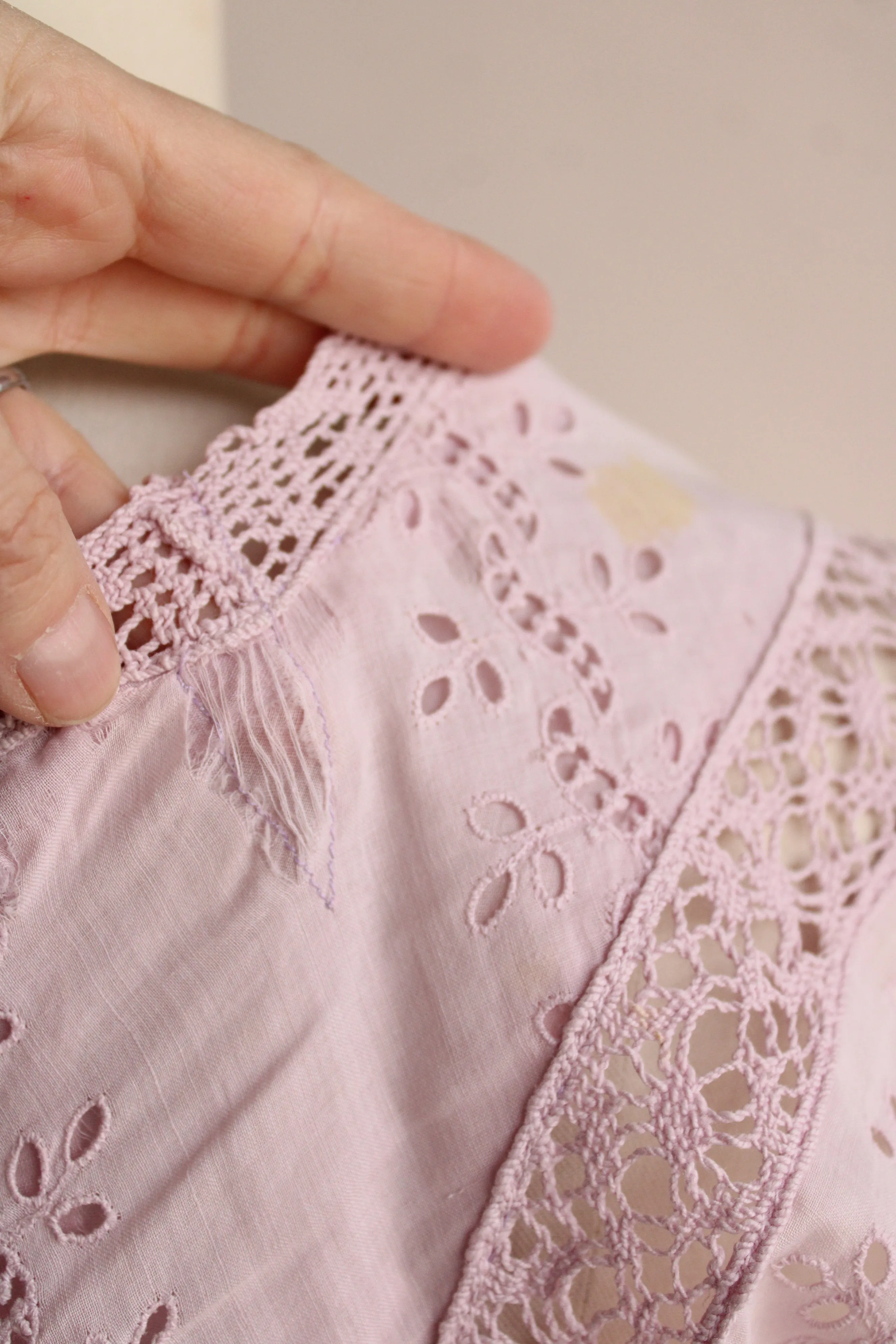 Antique 1900s Edwardian Lavender Cotton Dress