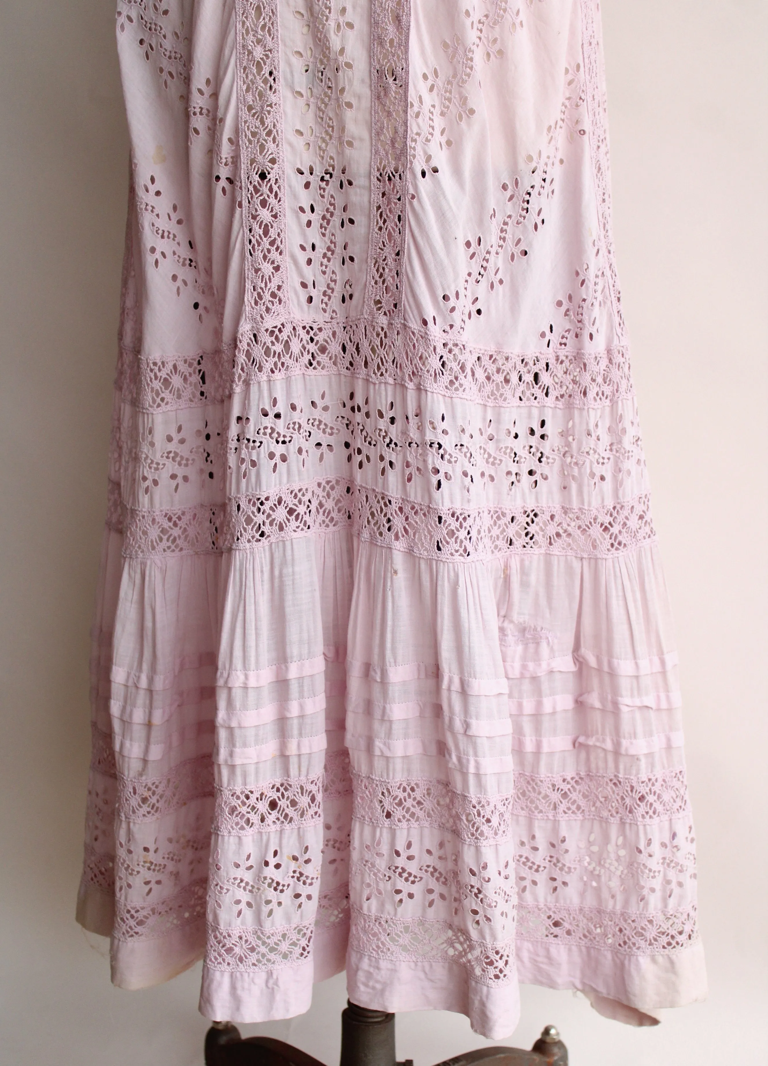 Antique 1900s Edwardian Lavender Cotton Dress