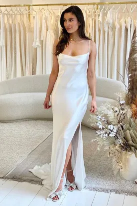 Charming Mermaid Scoop Neck Silk Satin Wedding Dresses VK0731101