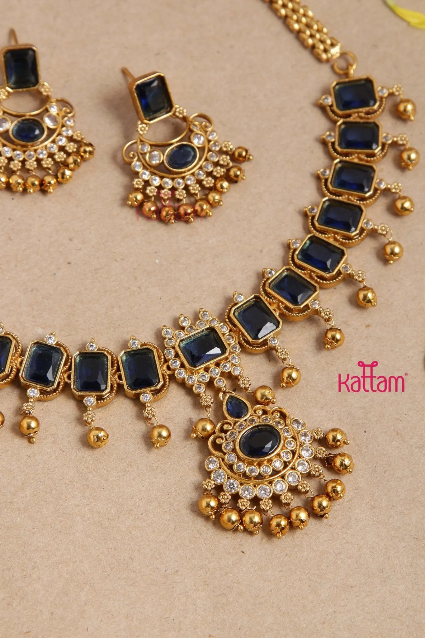Dhanika Navy Block Necklace