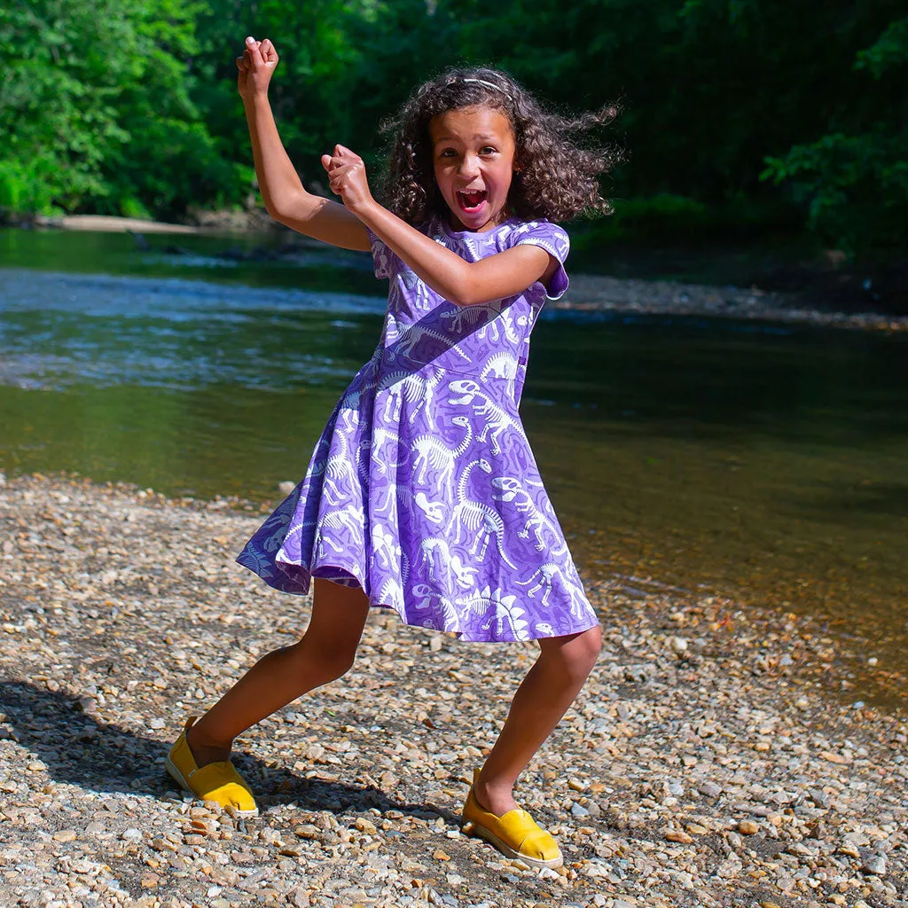 Dinosaur Bones Short Sleeve Super Twirler Play Dress with Pockets