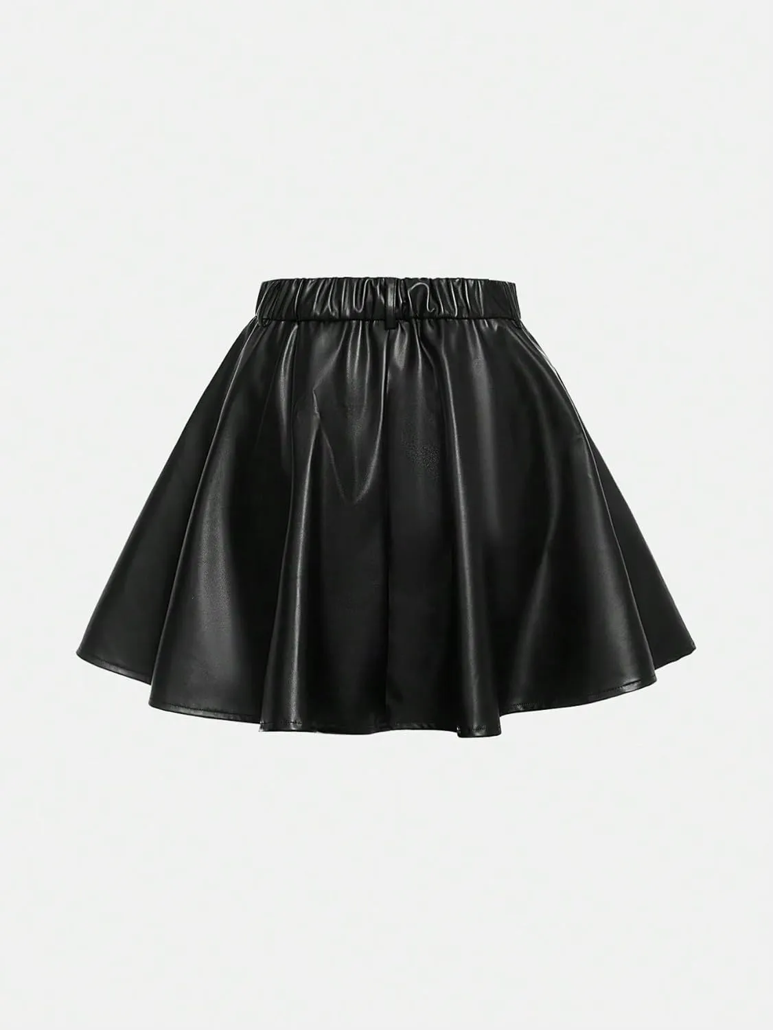 Floerns Girl's High Waisted Faux PU Leather Skirt A Line Skater Skirts