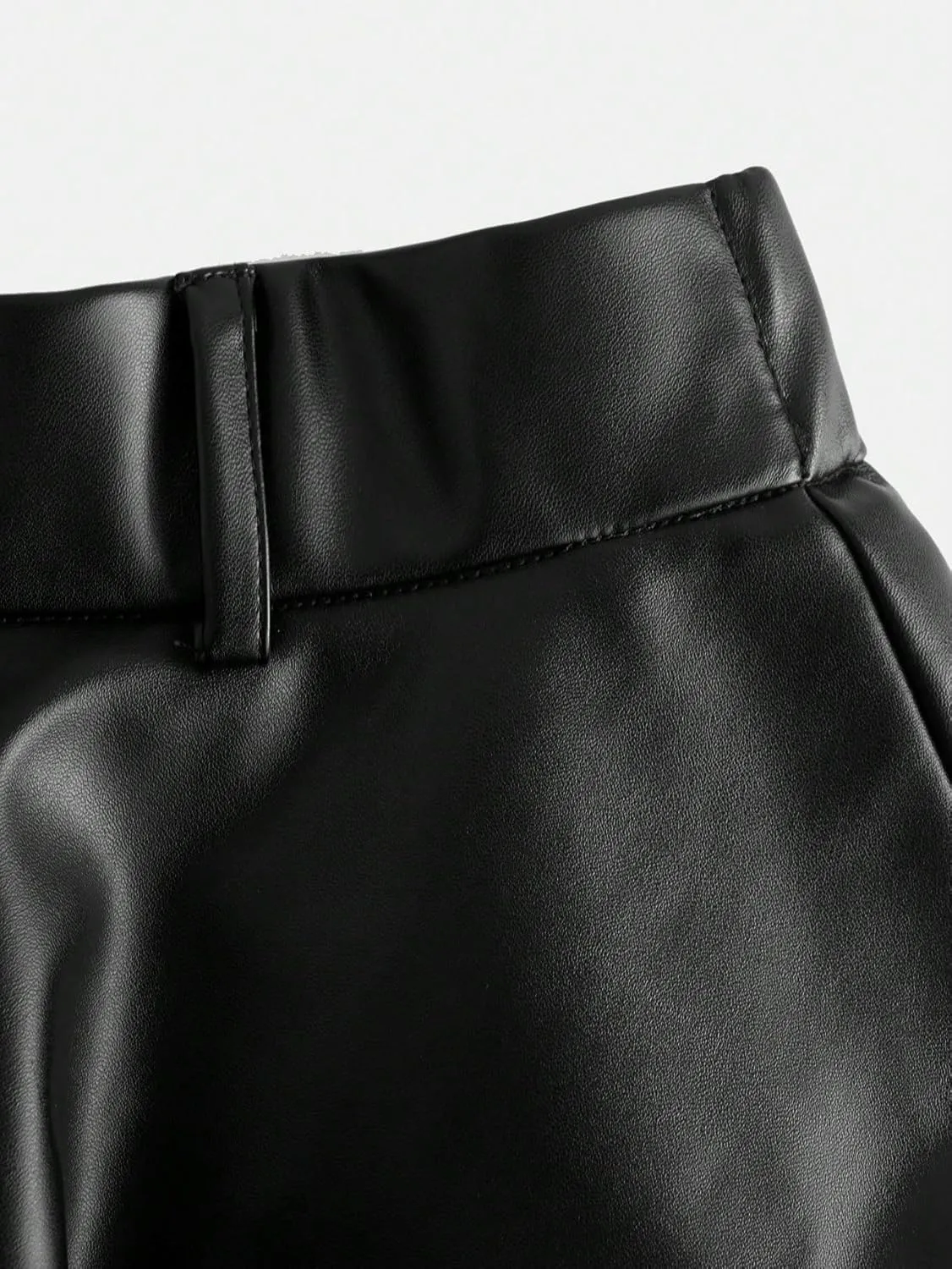 Floerns Girl's High Waisted Faux PU Leather Skirt A Line Skater Skirts