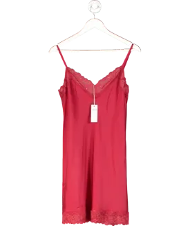intimissimi Red Silk Slip With Lace Insert Detail UK S