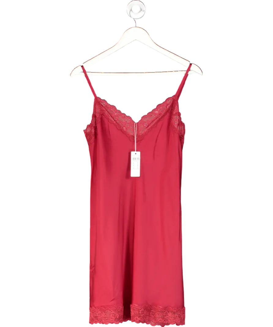 intimissimi Red Silk Slip With Lace Insert Detail UK S