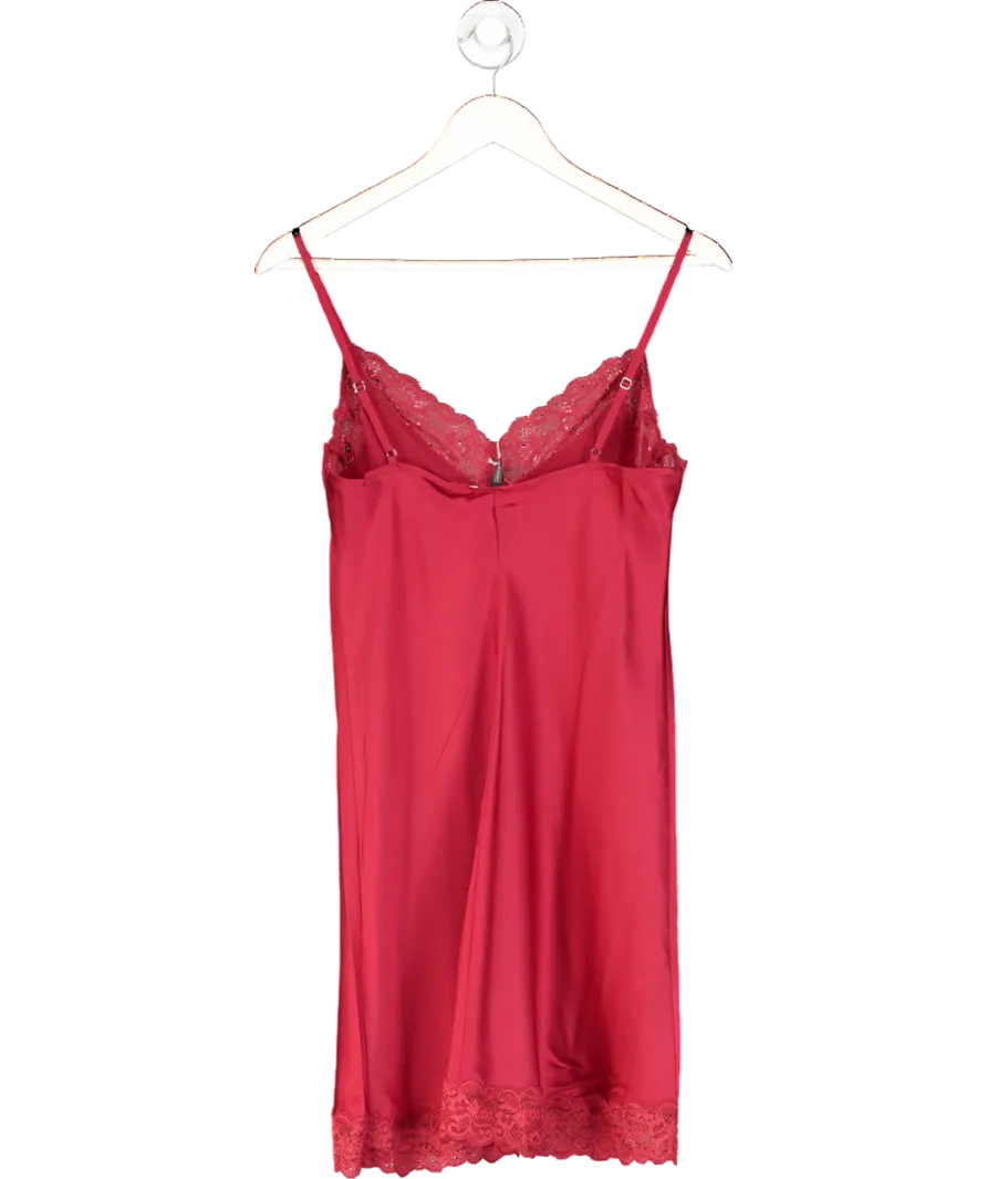 intimissimi Red Silk Slip With Lace Insert Detail UK S