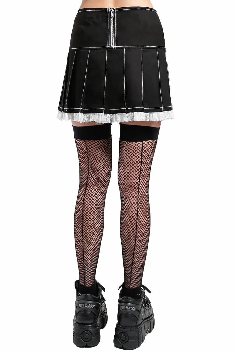 Lolita Pleated Skirt [Black/White]
