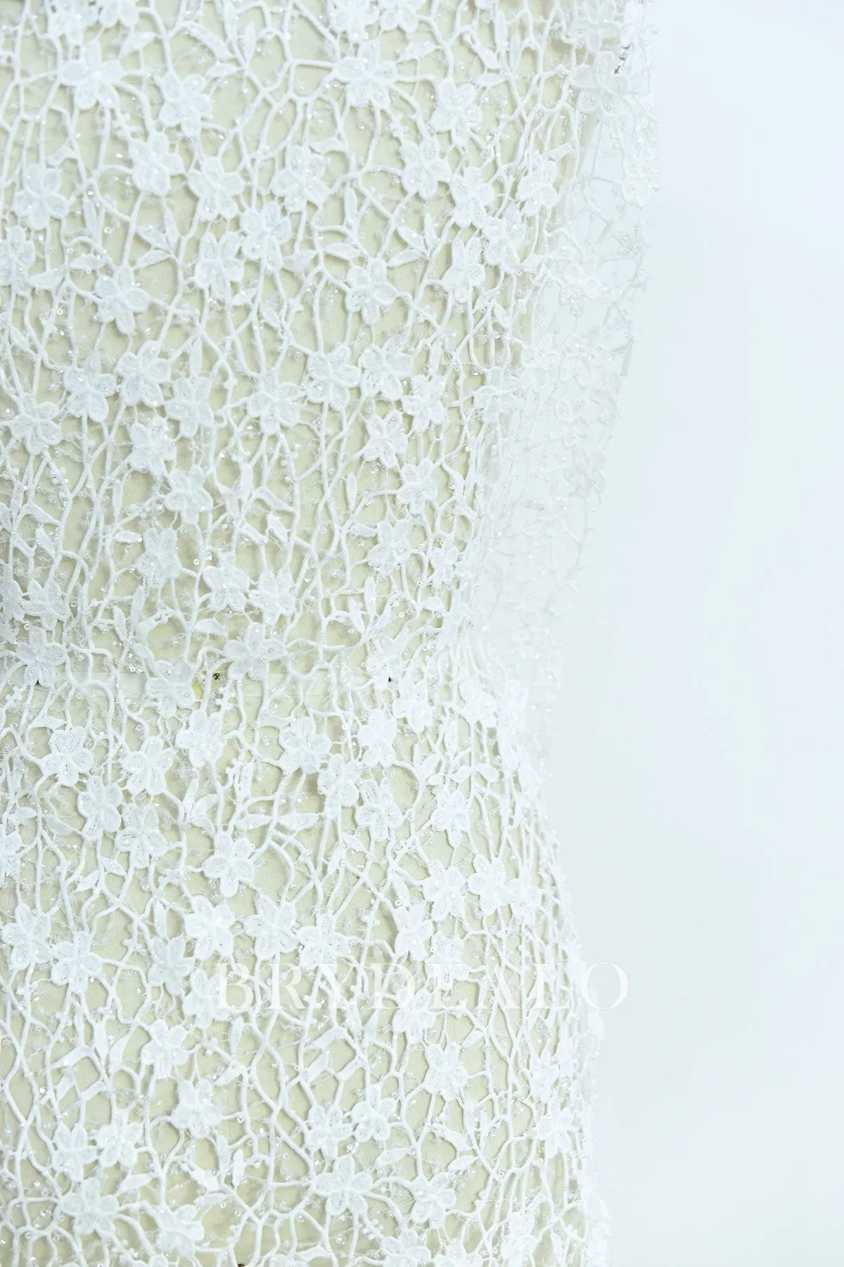 Lovely Beaded Flower Crochet Lace Fabric for Dresses