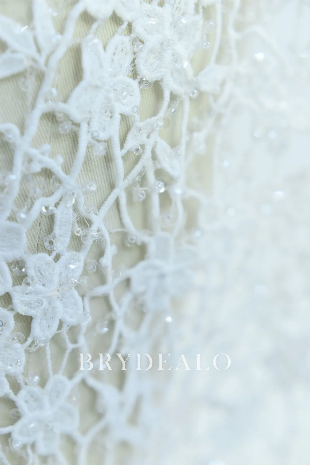Lovely Beaded Flower Crochet Lace Fabric for Dresses