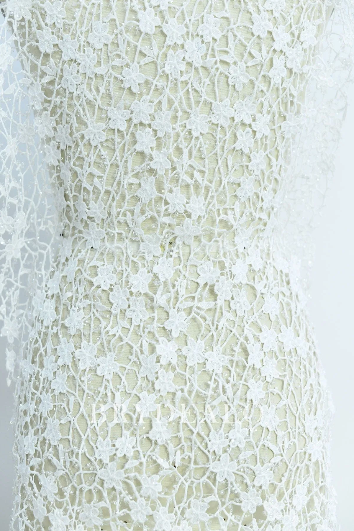 Lovely Beaded Flower Crochet Lace Fabric for Dresses