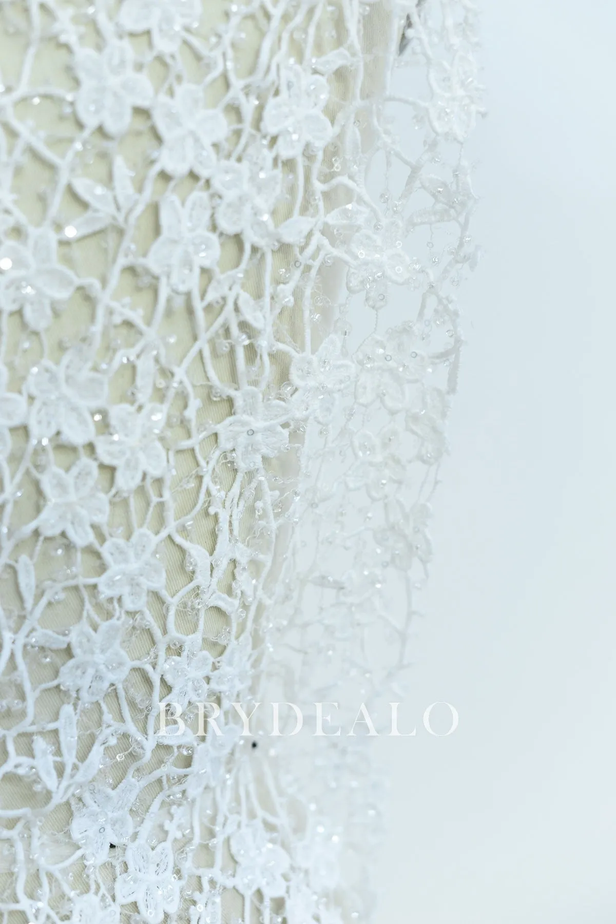 Lovely Beaded Flower Crochet Lace Fabric for Dresses