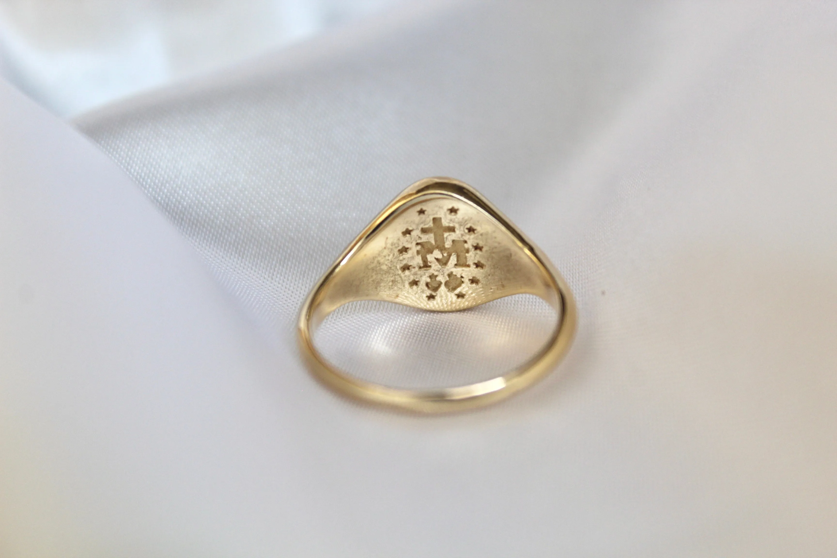 Miraculous Medal  Signet Ring in 14k Gold