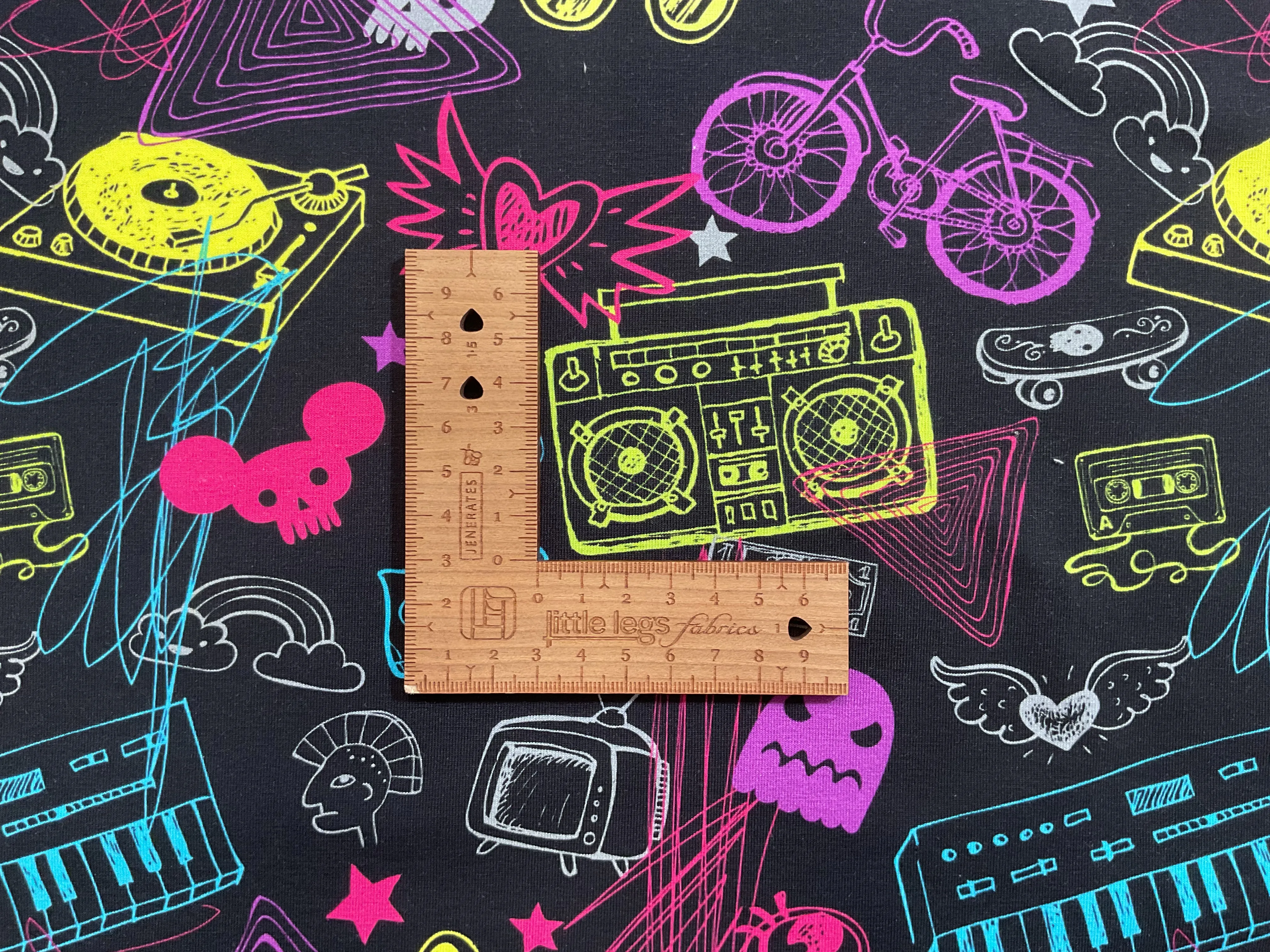 Neon Music Cotton Jersey Fabric