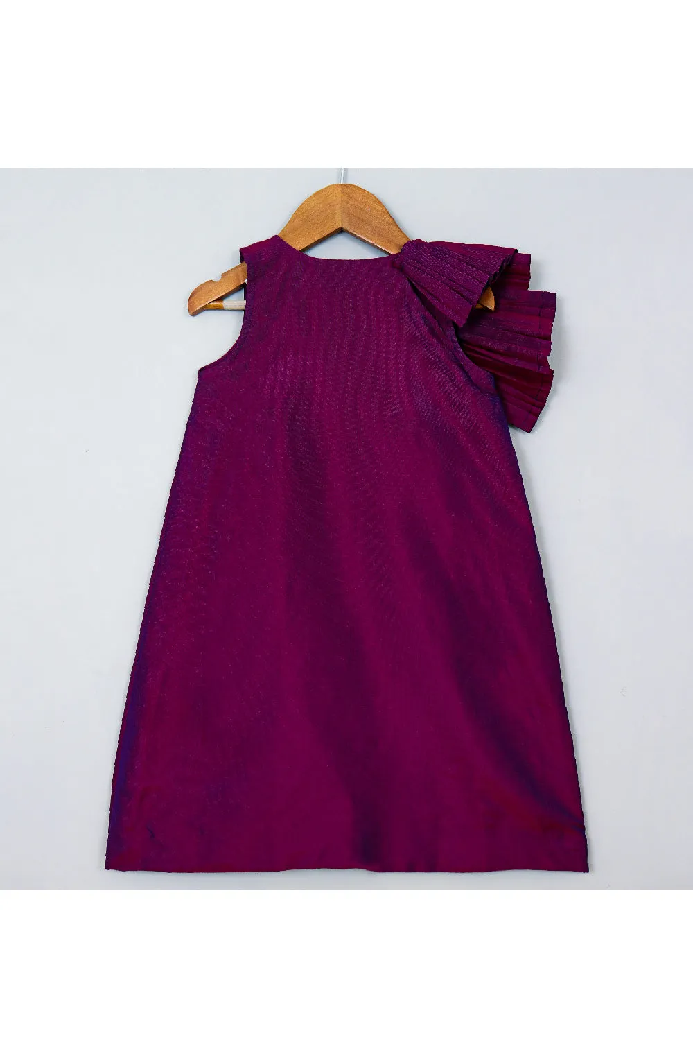 Purple Ruffle Sleeveless Silk Dress