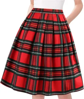 Taydey A-Line Pleated Vintage Skirts for Women