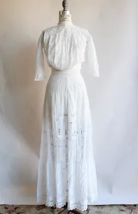 Vintage Antique 1900s Edwardian White Dress