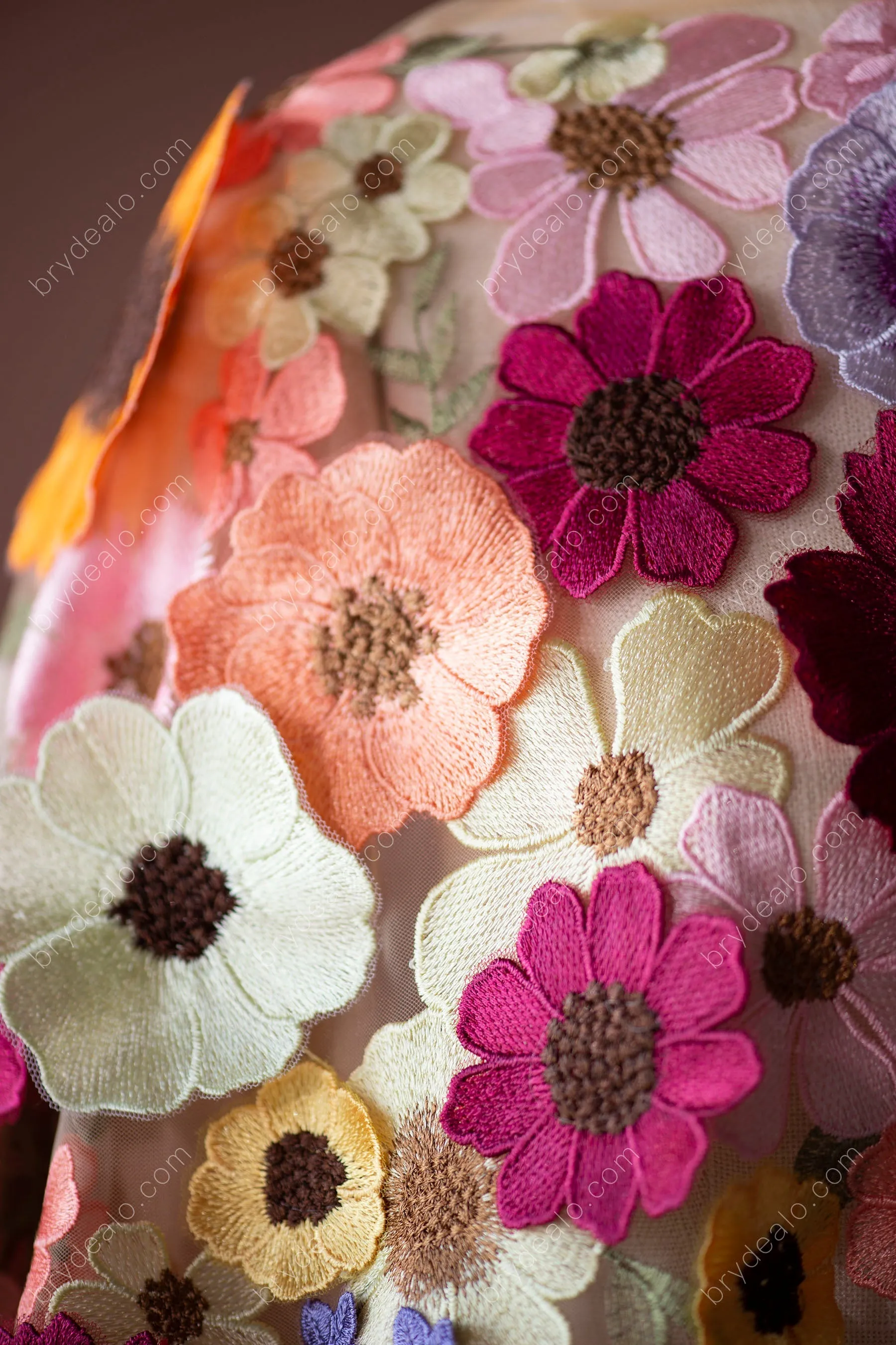 Wild Colorful Flowers Designer Lace Fabric for Boho Dresses