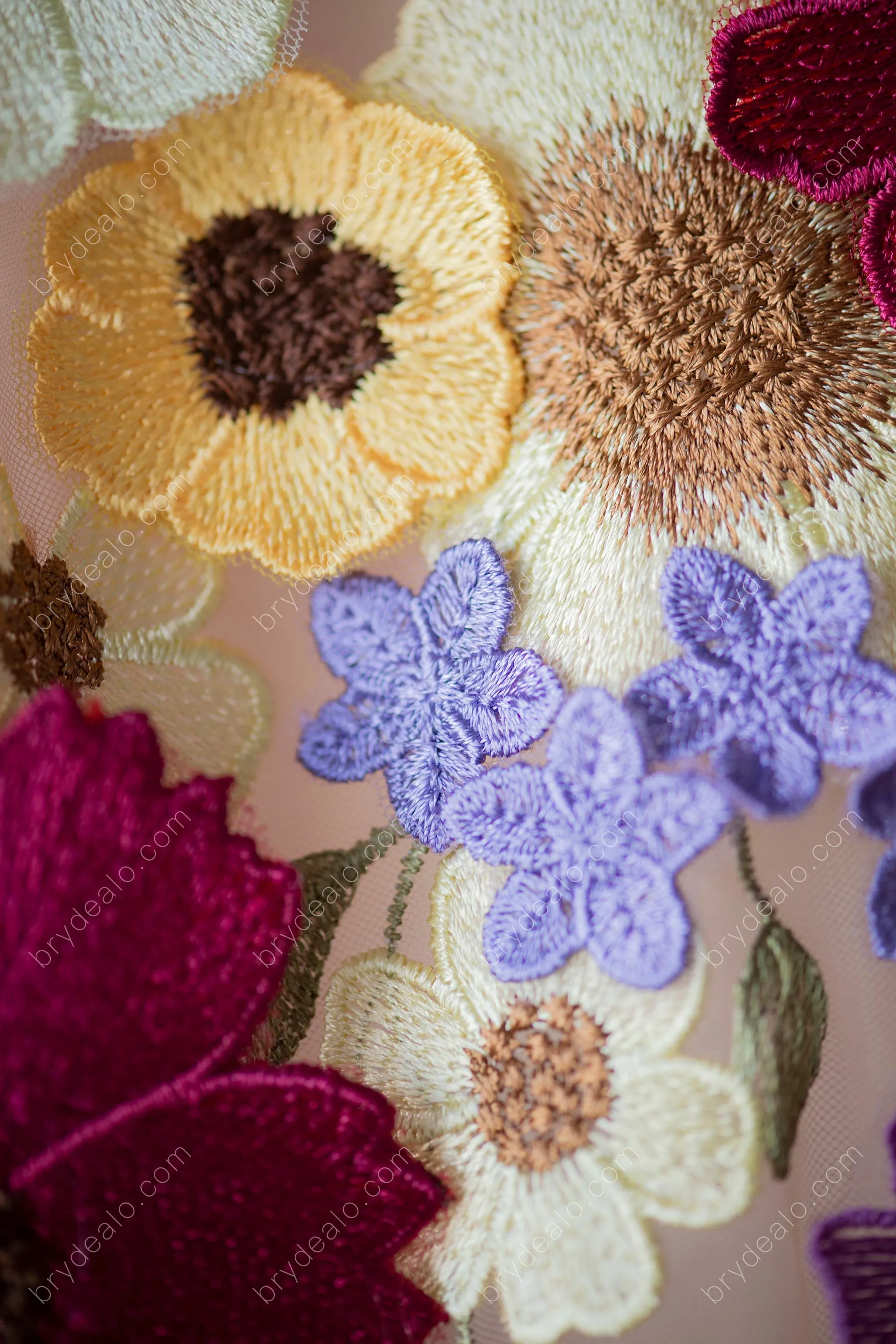 Wild Colorful Flowers Designer Lace Fabric for Boho Dresses