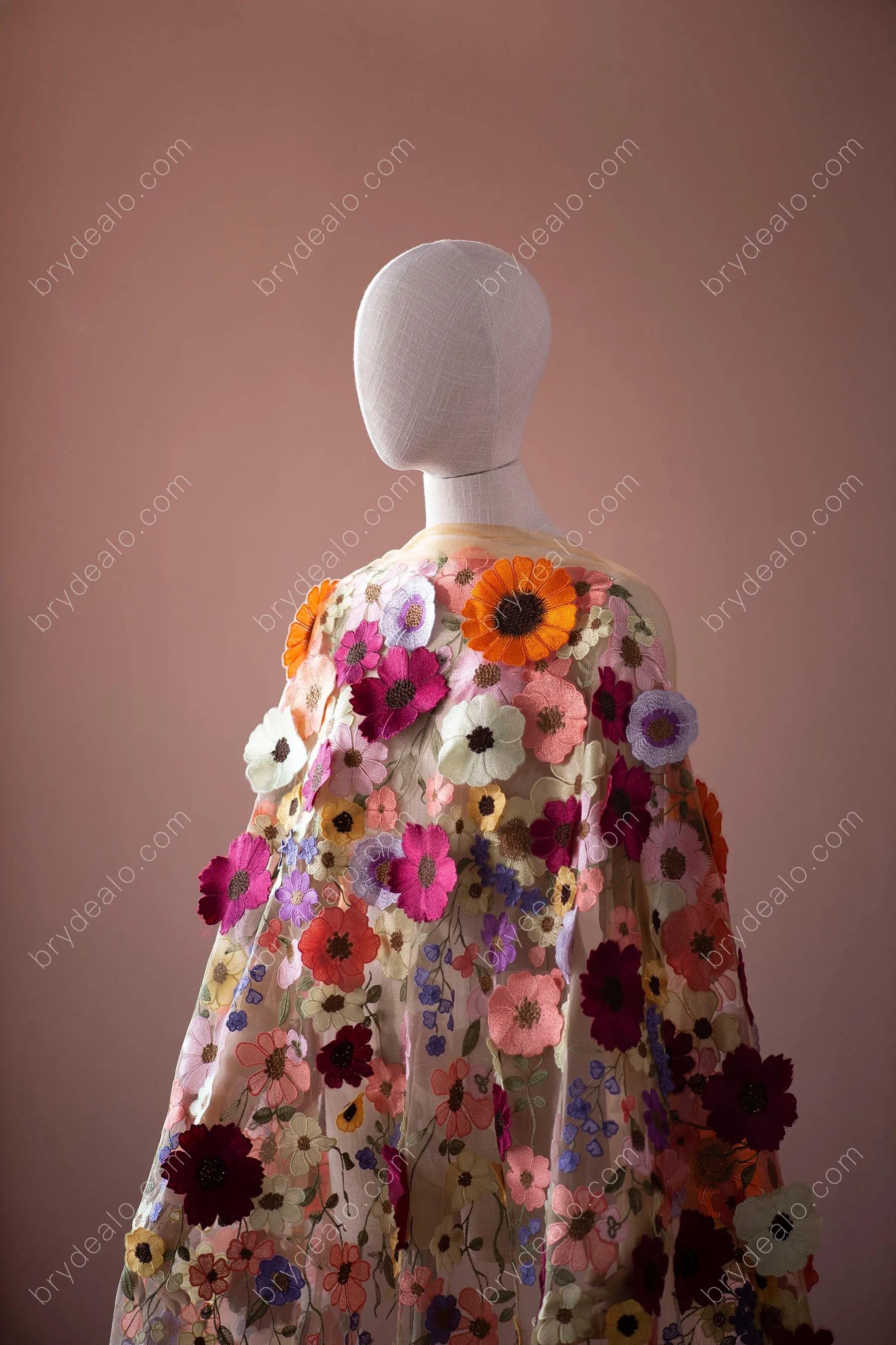 Wild Colorful Flowers Designer Lace Fabric for Boho Dresses