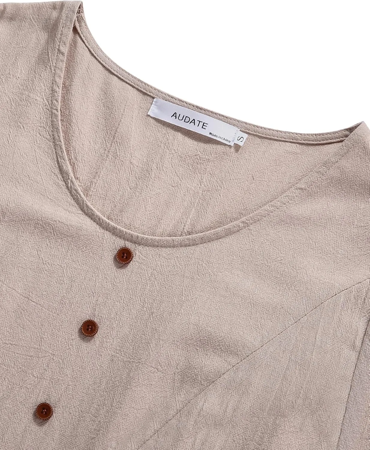 Women's Plus Size Short Sleeve Casual Cotton Linen Long Dress Crew Neck Button Summer Beach Maxi Dress