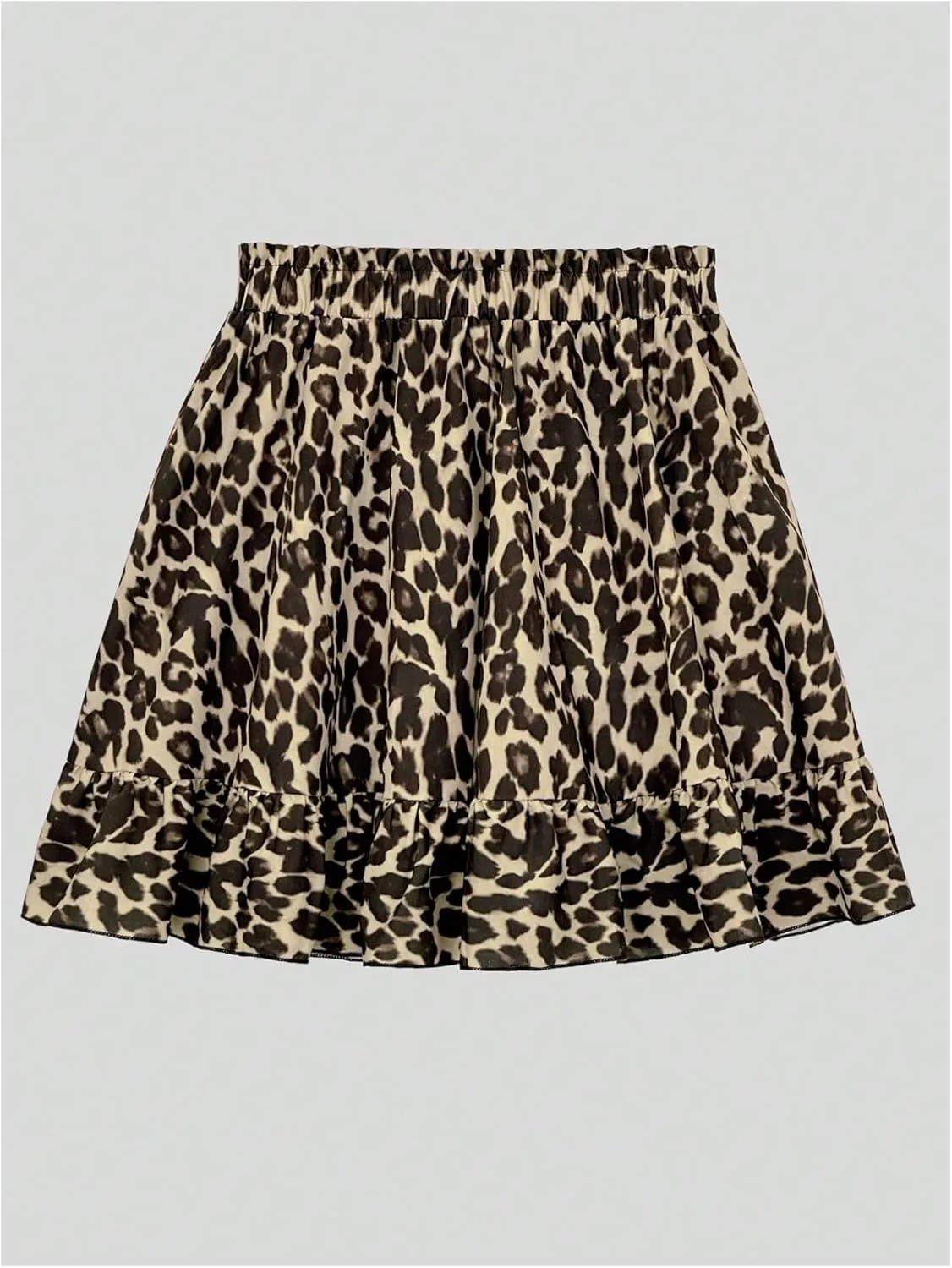 Women's Y2k Leopard Skirts Ruffle Mini Skirts Cheetah Elastic High Waisted A Line Skirt