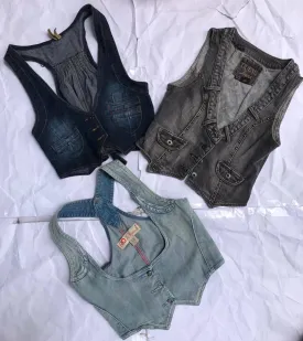 Y2K Mixed denim- waistcoat   skirts ,  11 - pieces
